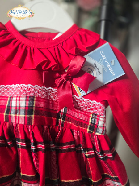 Ceyber Spanish Girls Red Tartan Christmas Dress W2500 ~ 3m-24m