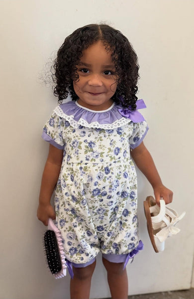 Spanish Baby Girls Purple Floral Romper ~ 3-18m