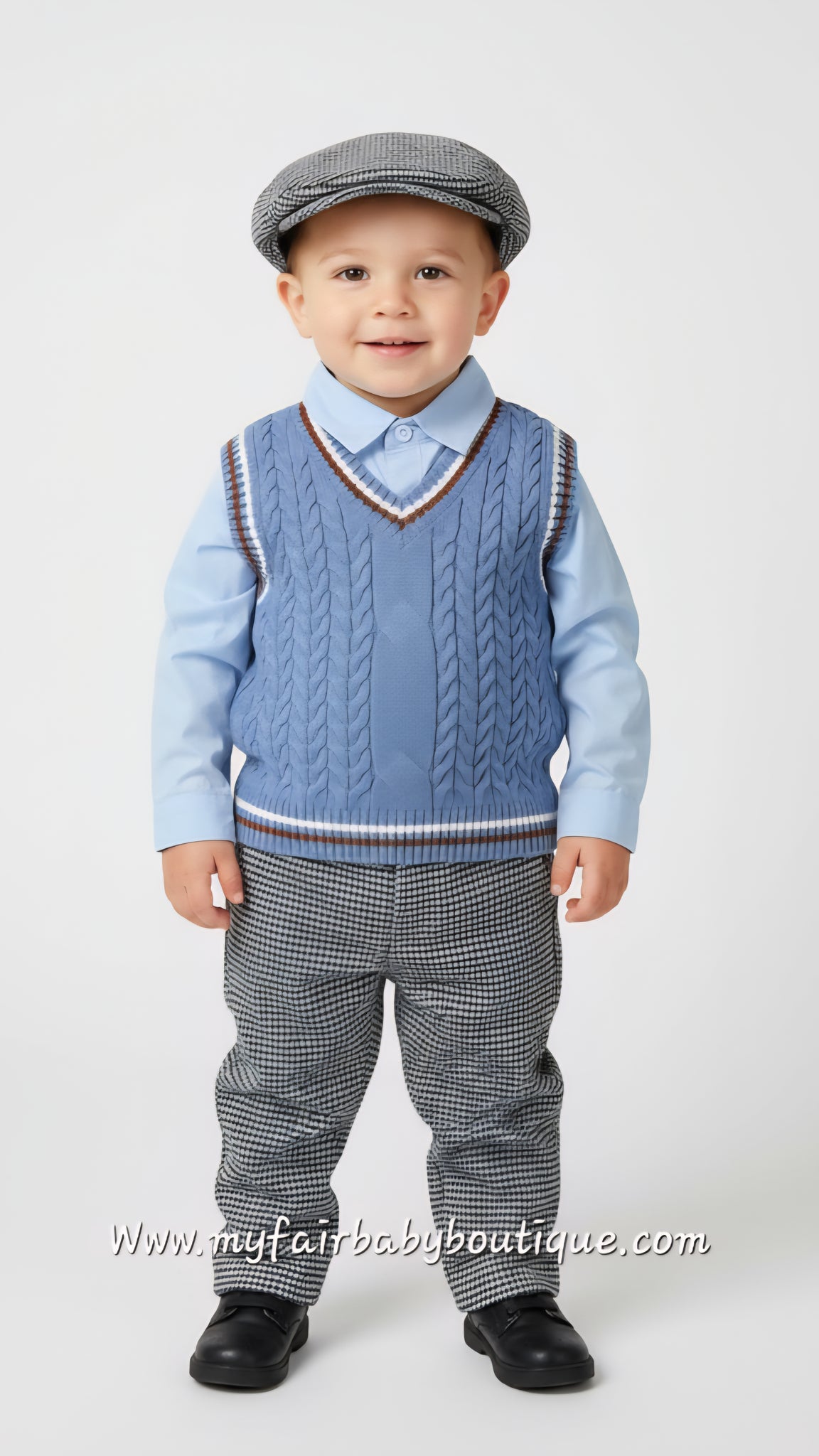 Beau Kid Traditional Baby Boys Blue Tank Top 4pc Set K2338