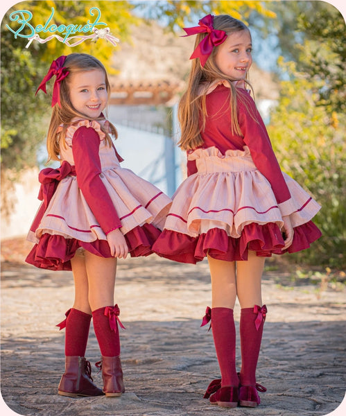 Belcoquet AW26 Garza Burgundy Puffball Dress