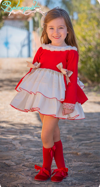 Belcoquet AW26 Alondra Red & White Puffball Dress