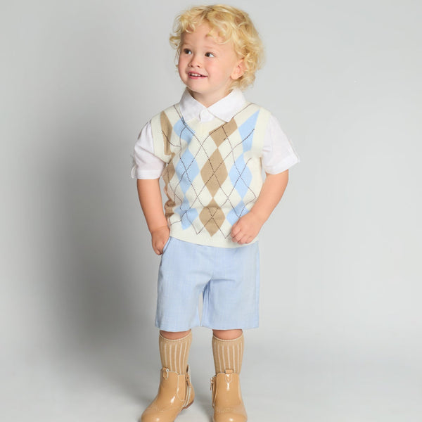 Beau Kid SS26 Boys Blue Short & Tank Top 3pc Set T102