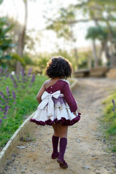 Ela Confeccion AW25 Spanish Girls Burgundy Puffball Dress - 2,3y ~ IN STOCK NOW