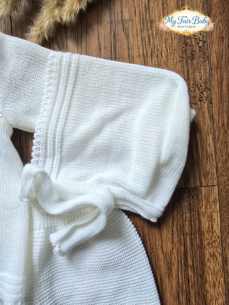 Spanish Baby Girls White Knitted 3pc Set ~ 0-3 months