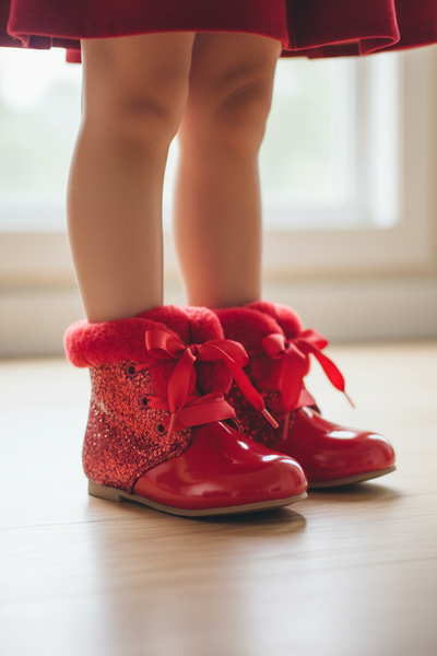 Beau Kid Girls Red Patent & Glitter Ankle Boots (Copy)
