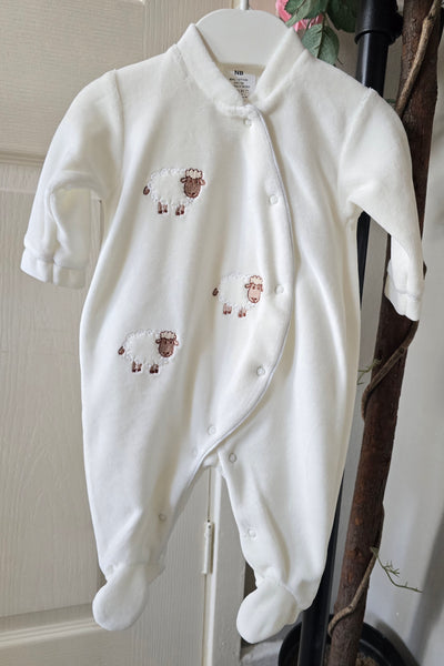 Spanish Unisex Baby Cream Sheep Velour Sleepsuit/Babygrow 23120