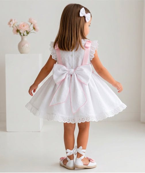 Sonata Infantil SS26 Girls White Plumetti Smocked Puffball Dress VE2631 ~ MADE TO ORDER