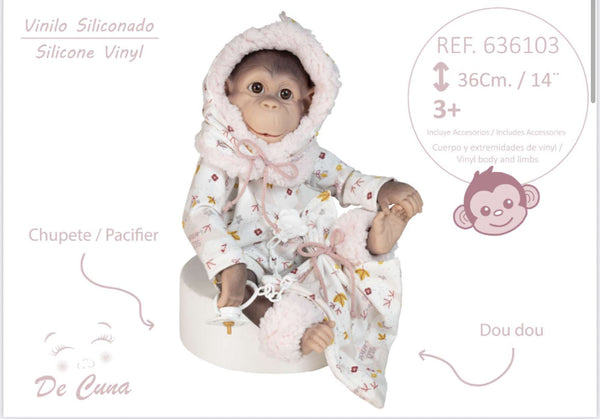 Spanish Silicone Feel Reborn Monkey Doll 636103 - IN STOCK NOW