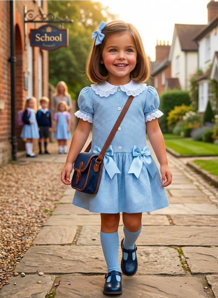 Sonata Infantil Spanish Girls Gingham School Dress C02602 - MADE TO ORDER