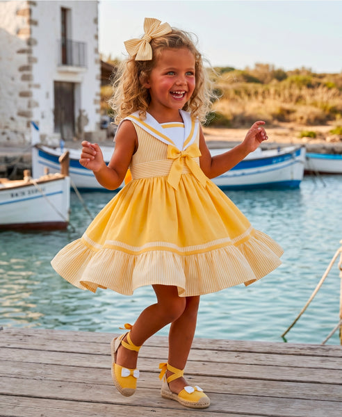 Sonata Infantil Girls Yellow Sailor Puffball Dress M311 - MADE TO ORDER