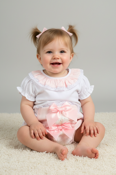 Spanish Baby Girls Pink Waffle Jam Pants Set ~ 18,24m