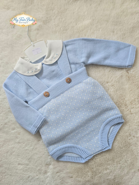 Spanish Baby Boys Blue Knitted Romper & Top Set 3046 - 3-18m