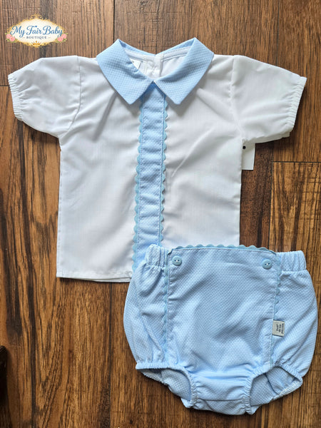 Spanish Baby Boys Blue Waffle Jam Pants Set EL241 - 3-36m