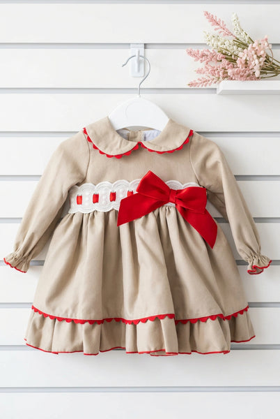 Spanish Girls Red & Beige Christmas Dress & Pants ~ 3-36m