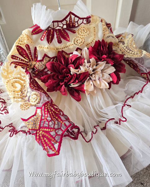 Ela Confeccion Girls Luxury Tulle Xmas Puffball Dress Set ~ 4y