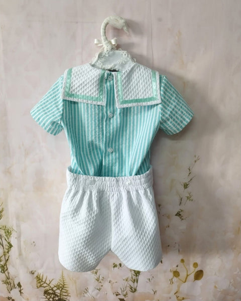 Sonata Infantil Spanish Boys Mint Sailor Set MOD33 - MADE TO ORDER