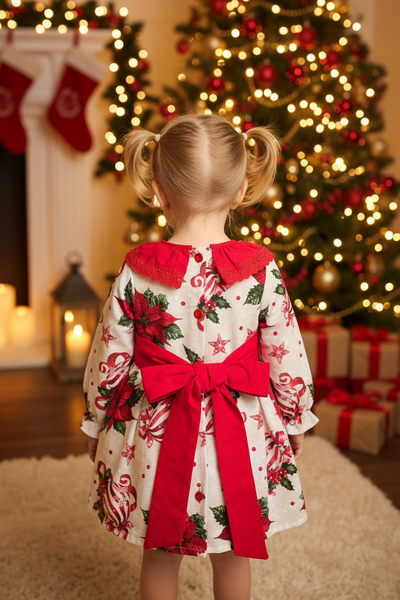 Spanish Girls Poinsetta Christmas Dress ~ 1-6y