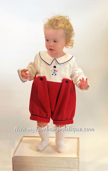 Beau Kid Traditional Baby Boys Red Soldier Romper ~ 0-24m