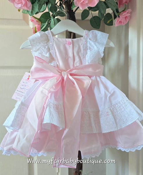 Sonata Infantil Spanish Girls Pink Ruffle Puffball Dress VE2220 - IN STOCK NOW