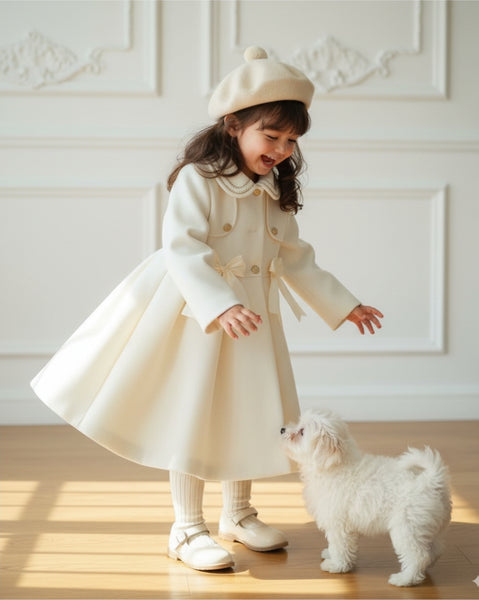 Sonata Infantil Spanish Girls Cream Mouflon Winter Coat IN2407 - MADE TO ORDER