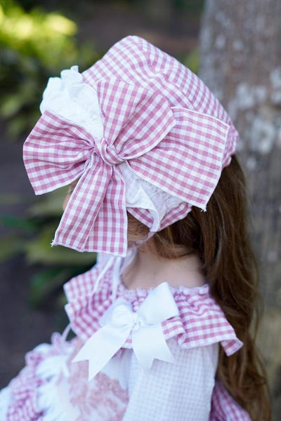 Ela Confeccion AW25 Spanish Girls Pink Check Puffball Dress - MADE TO ORDER