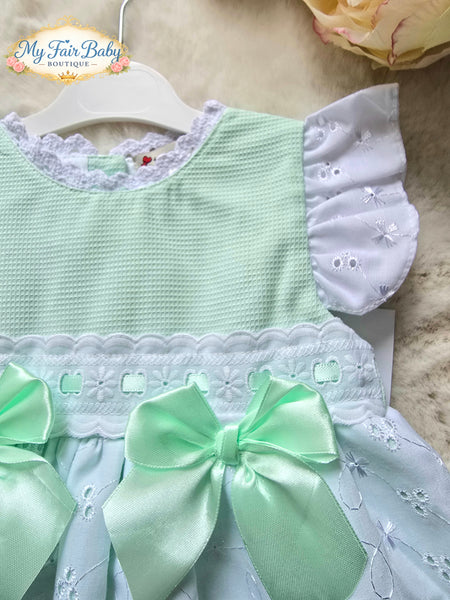 Spanish Baby Girls Apple Green Pique Dress V004 ~ 3-36m