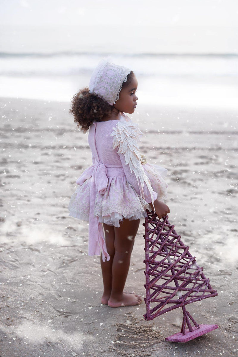 Ela Confeccion AW25 Spanish Girls Pink Ruffled Lace Dress - MADE TO OR ...