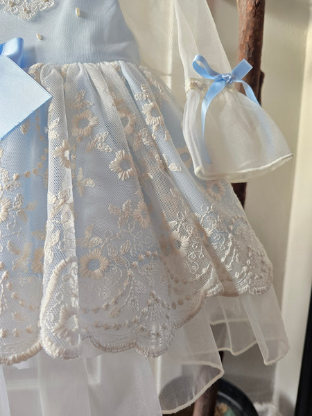 Sonata Infantil Spanish Girls Blue Lace Gardenia Puffball Dress IN2 - IN STOCK NOW