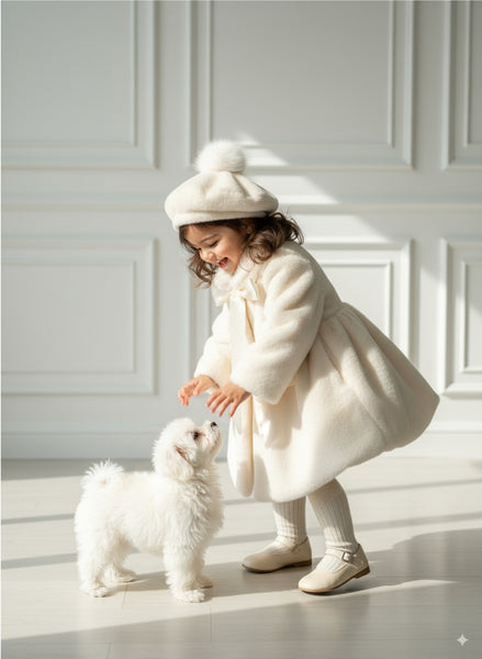 Sonata AW25 Spanish Girls Cream Fur Osita Winter Coat & Beret IN2523 - 2y ~ IN STOCK NOW