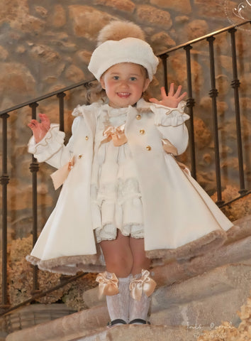 Sonata Infantil Spanish Girls Cream Valeria Winter Coat IN32 - MADE TO ORDER