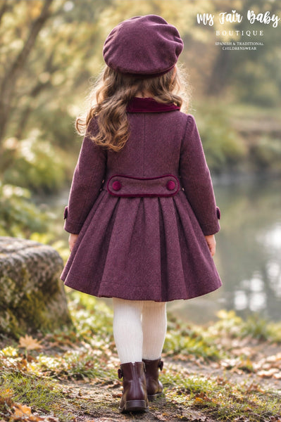 Beau Kid Girls Wine Red Winter Coat & Hat ~ 12m-6y