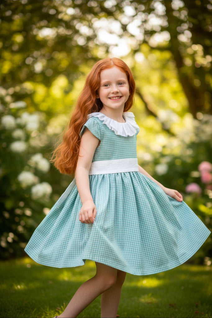 Spanish BabyFerr Older Girls Green Gingham Ruffled Summer Dress 24567 My Fair Baby Boutique Spanish BabyFerr Older Girls Green Gingham Ruffled Summer Dress 24567 My Fair Baby Boutique