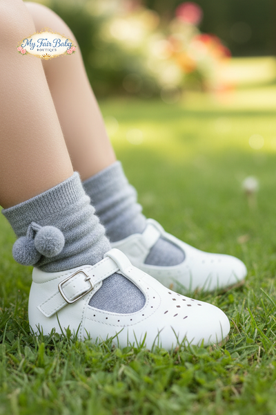 Traditional Boys White Matt Hard Soled Walking Shoes