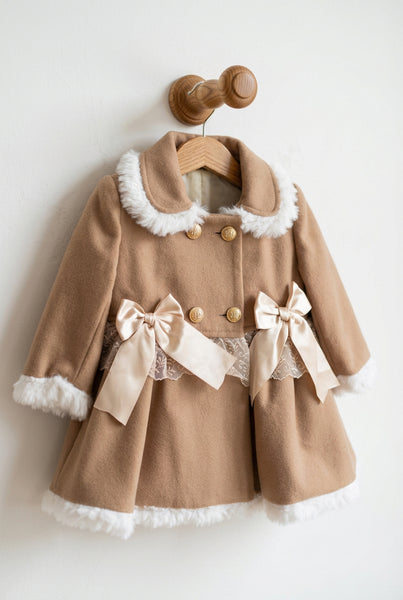 Sonata Infantil Spanish Baby Girls Tan Clementine Winter Coat - 3m - IN STOCK NOW