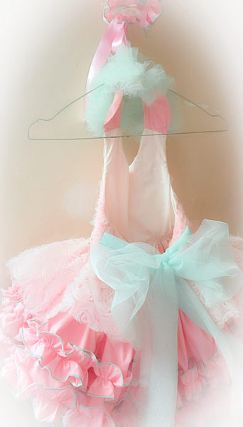 Ela Confeccion SS26 Girls Pink & Green Tulle Madeleine Puffball Dress - MADE TO ORDER