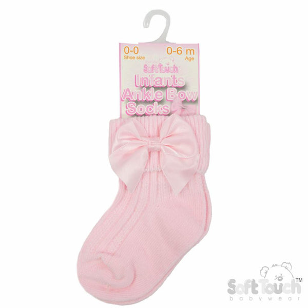Traditional Baby Girls Pink Ankle Bow Socks