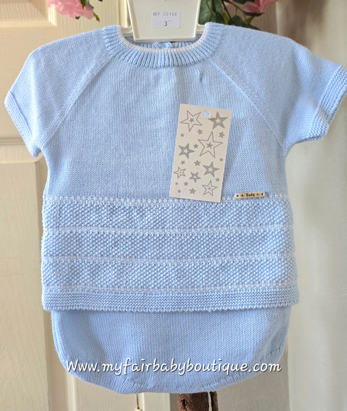 Spanish Baby Boys Blue Perle Knit Jam Pant Set ~ 6-24m