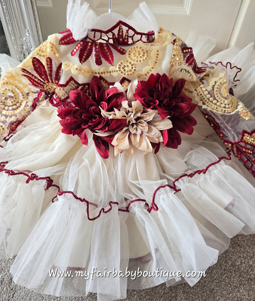 Ela Confeccion Girls Luxury Tulle Xmas Puffball Dress Set ~ 4y