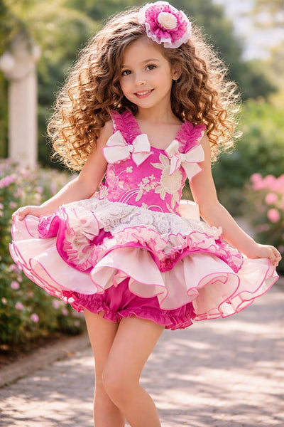 Ela Confeccion SS26 Girls Colette Pink Fushia Puffball Dress - MADE TO ORDER