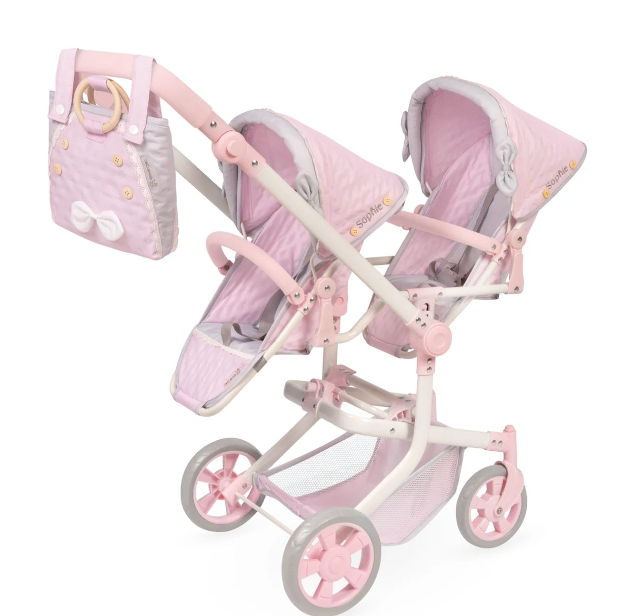 Spanish DeCuevas Pink Sophie Twin Dolls Pram 90875 (91cm) - IN STOCK NOW