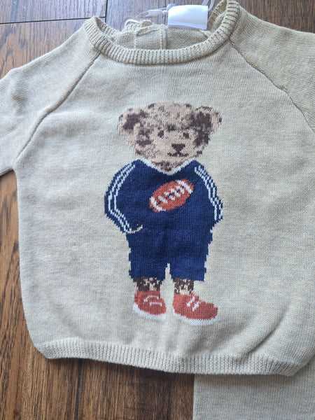 Traditional Baby Boys Beige Knitted Teddy Trouser Sey