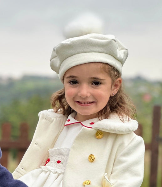 Sonata Infantil AW25 Spanish Girls Cream Winter Fur Trimmed Coat IN2509 - MADE TO ORDER