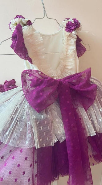 Ela Confeccion SS26 Girls Purple Lace Anne Puffball Dress - MADE TO ORDER