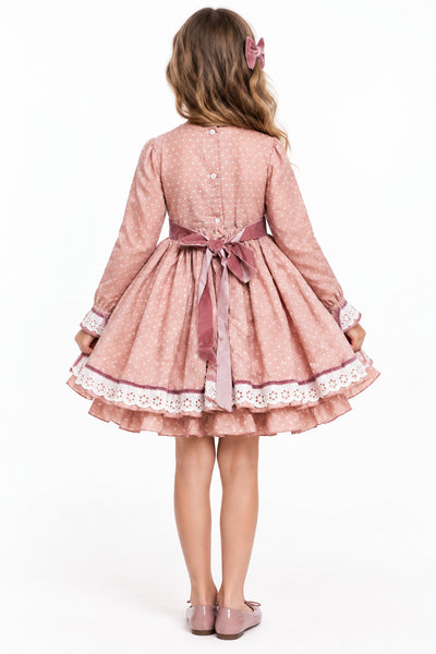 La Amapola Spanish Older Girls Pink Kira Puffball Dress - 10,12 years