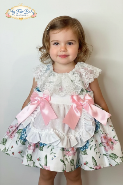 Sonata Spanish Girls Floral Pinny Puffball Dress M317 - MADE TO ORDER