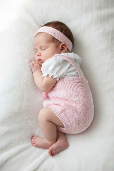 Spanish Baby Girls Pink Knitted Romper Set - 12m