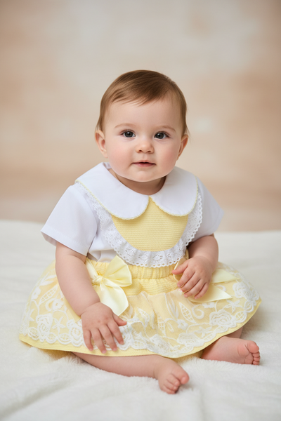 Spanish Baby Girls Lemon Lace & Bow Skort Set M002E