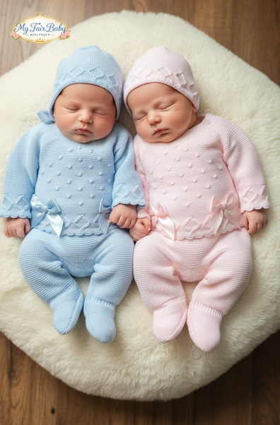 Spanish Baby Boys Blue Knitted 3pc Set C1003 ~ 0-12m