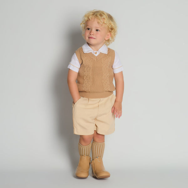 Beau Kid SS26 Boys Camel Short & Tank Top 3pc Set T100