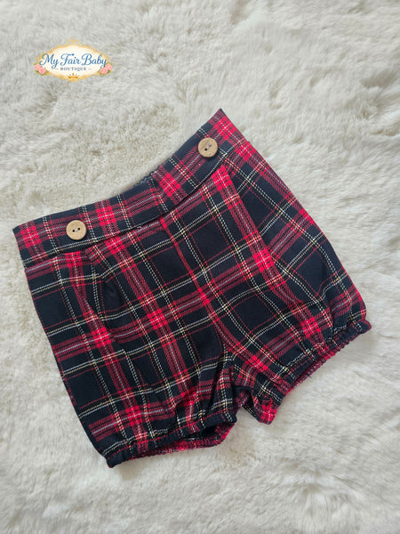 Spanish Baby Boys Red Tartan Shorts